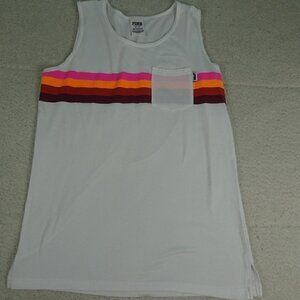Victoria's Secret Pink White Striped Tank Top XL